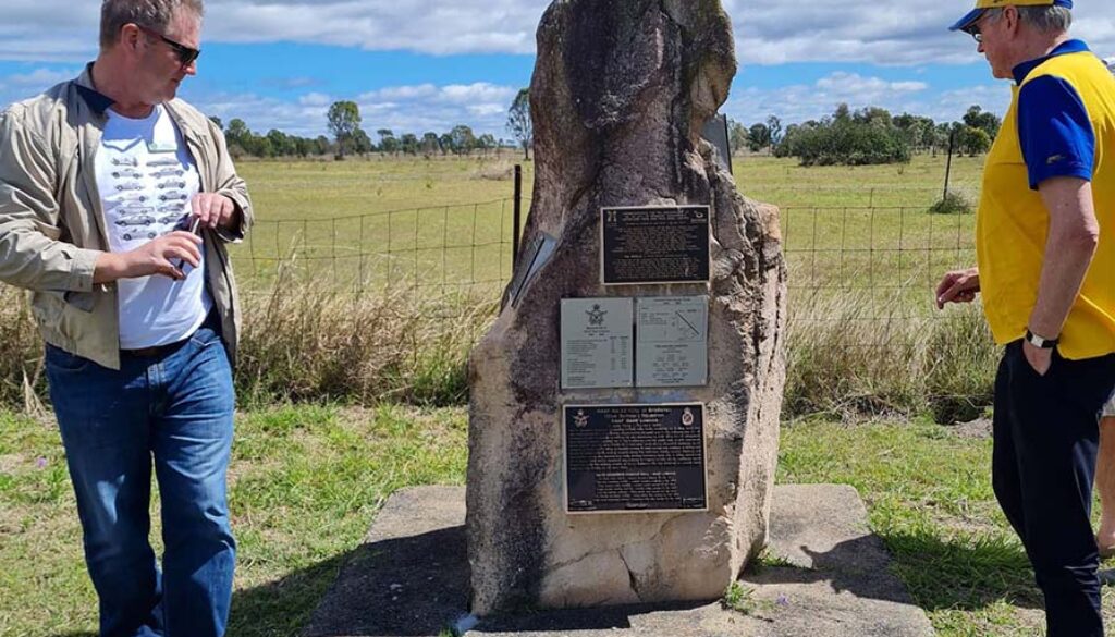 Visit to the war memorial at the airfield that became Lowood race track